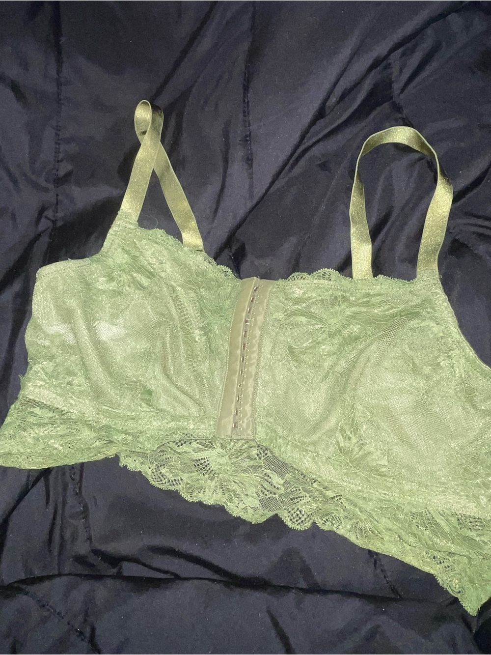 Auden Lace Front-Closure Bralette in Sage Green